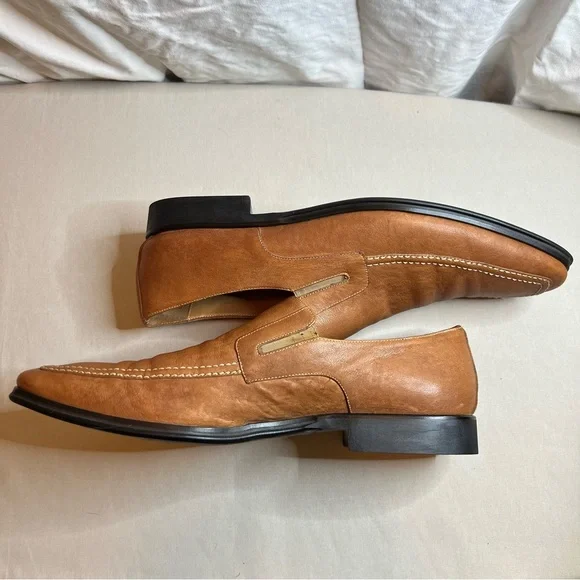 Bruno Magli Raging Collection Made in Italy Tan Leather Loafers Sz 13 Summer - Picture 11 of 16